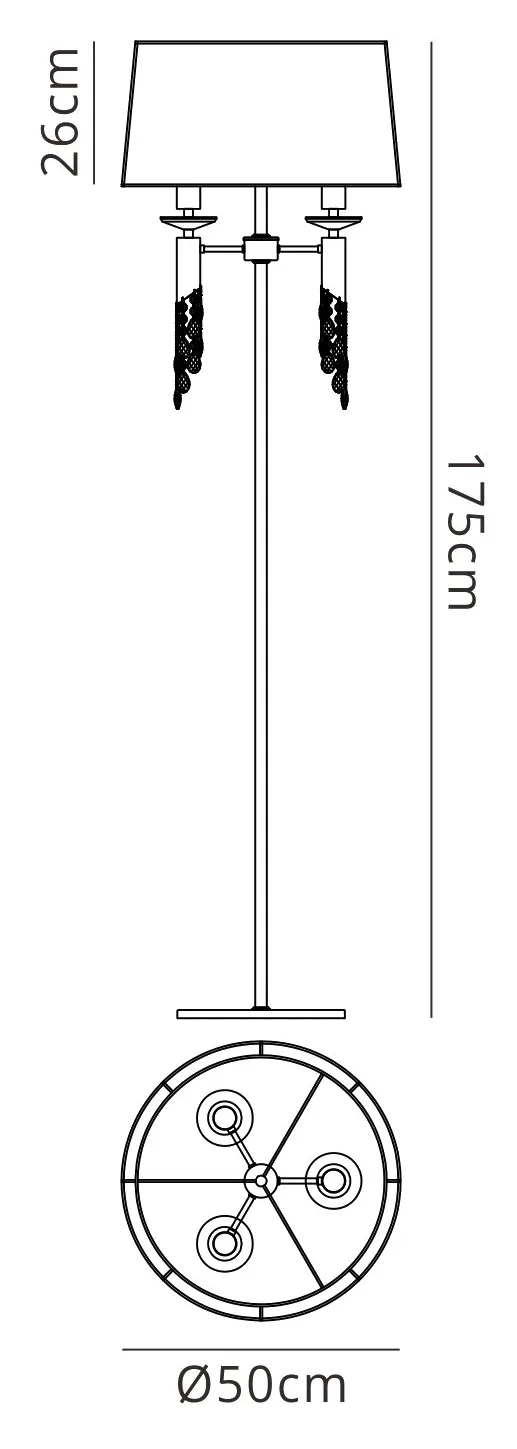 M3889/CS  Tiffany AB Crystal 175cm Floor Lamp 3+3 Light
